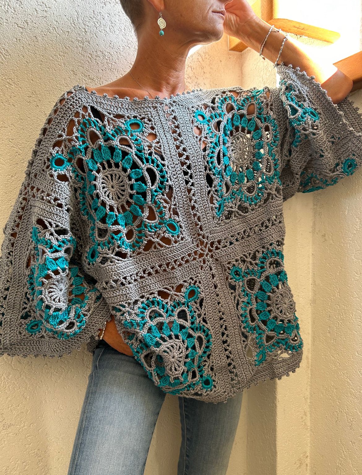 Sonnenspitzen-Pullover Häkelmuster PDF 🇩🇪