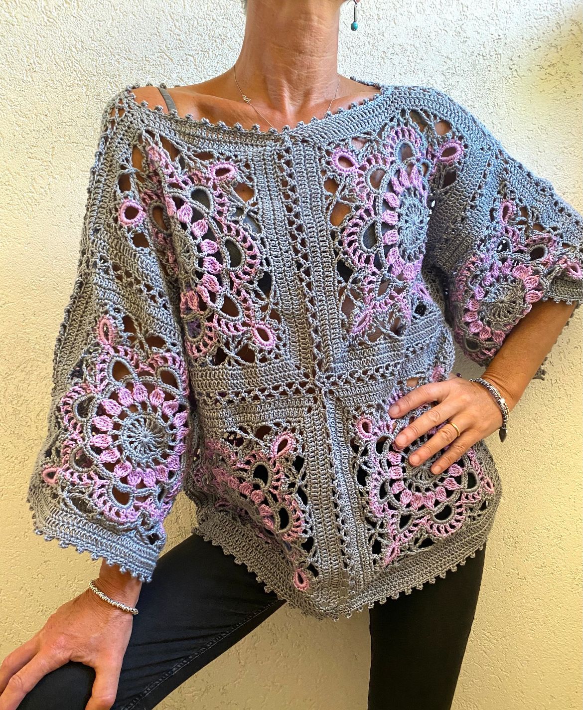 Sonnenspitzen-Pullover Häkelmuster PDF 🇩🇪
