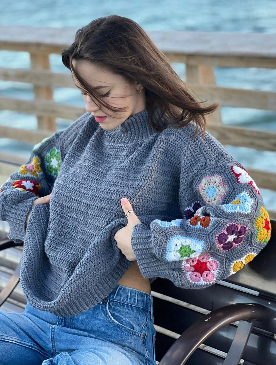 Gemütlicher Pullover mit afrikanischen Häkelanleitung PDF 🇩🇪