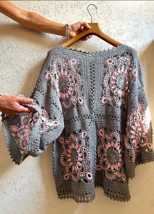 Sonnenspitzen-Pullover Häkelmuster PDF 🇩🇪