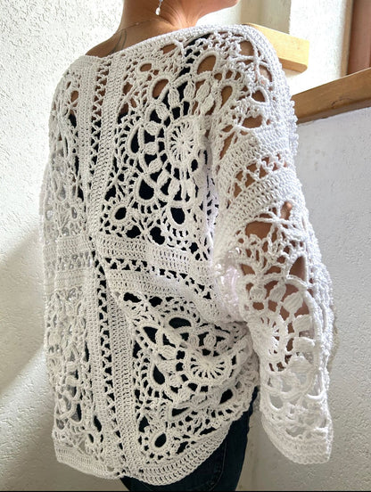 Sonnenspitzen-Pullover Häkelmuster PDF 🇩🇪